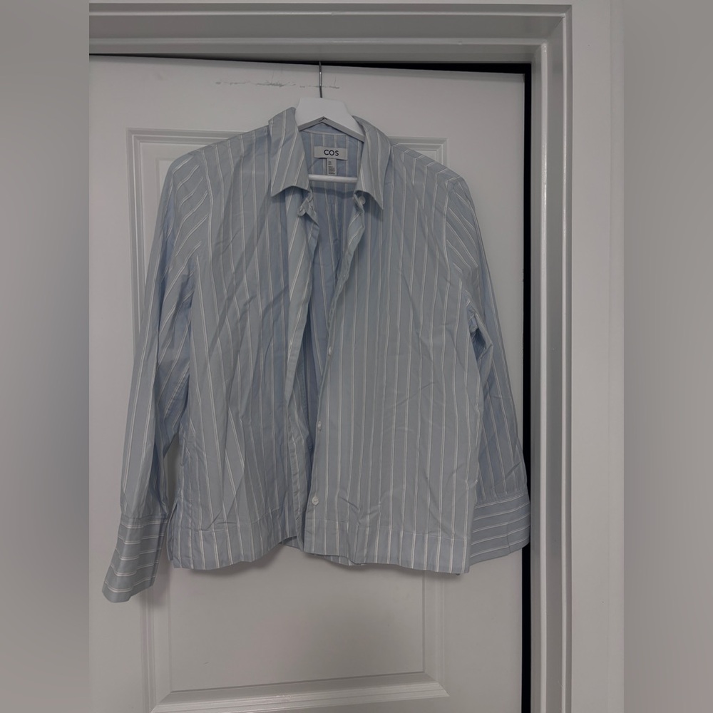 COS Sky Blue and White Striped Shirt